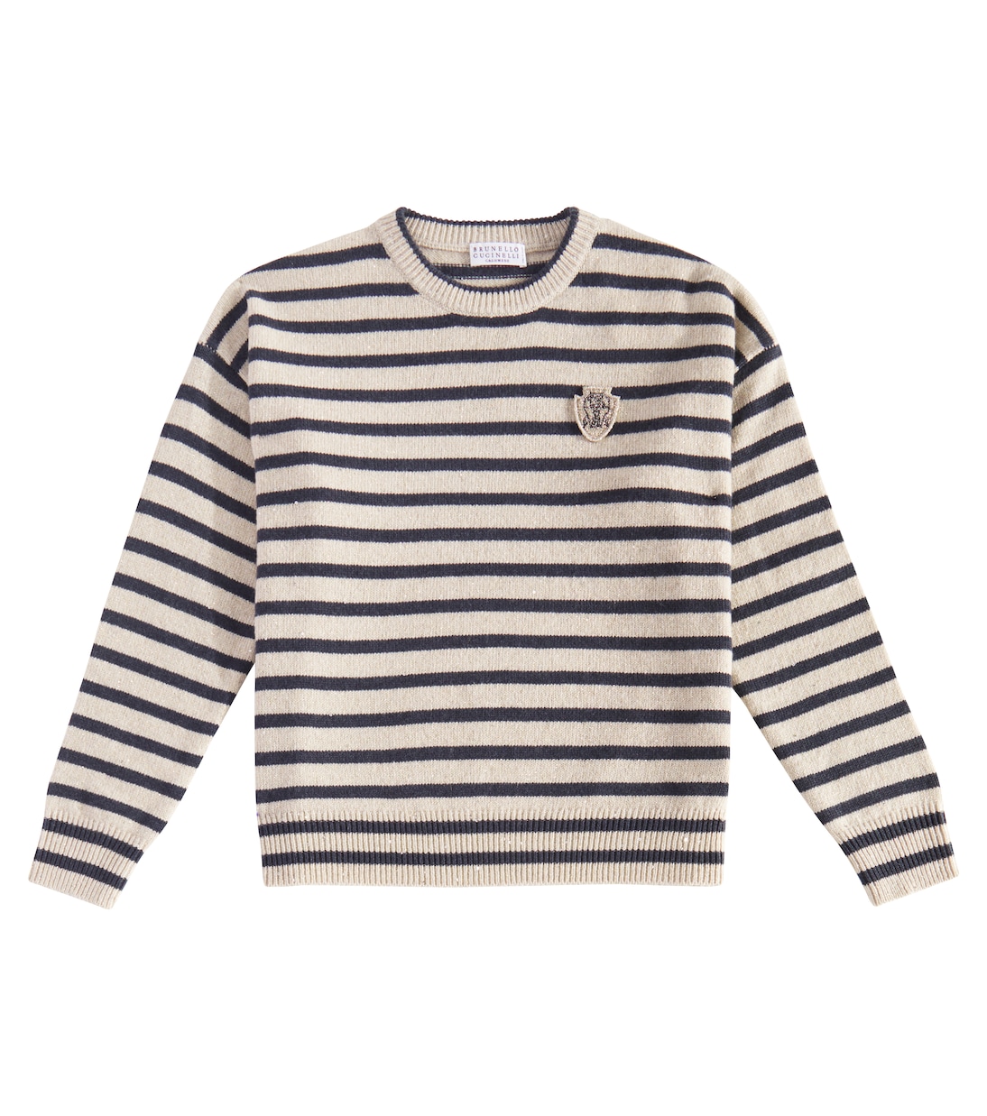 Pullover in cashmere e lana a righe | Brunello Cucinelli Kids