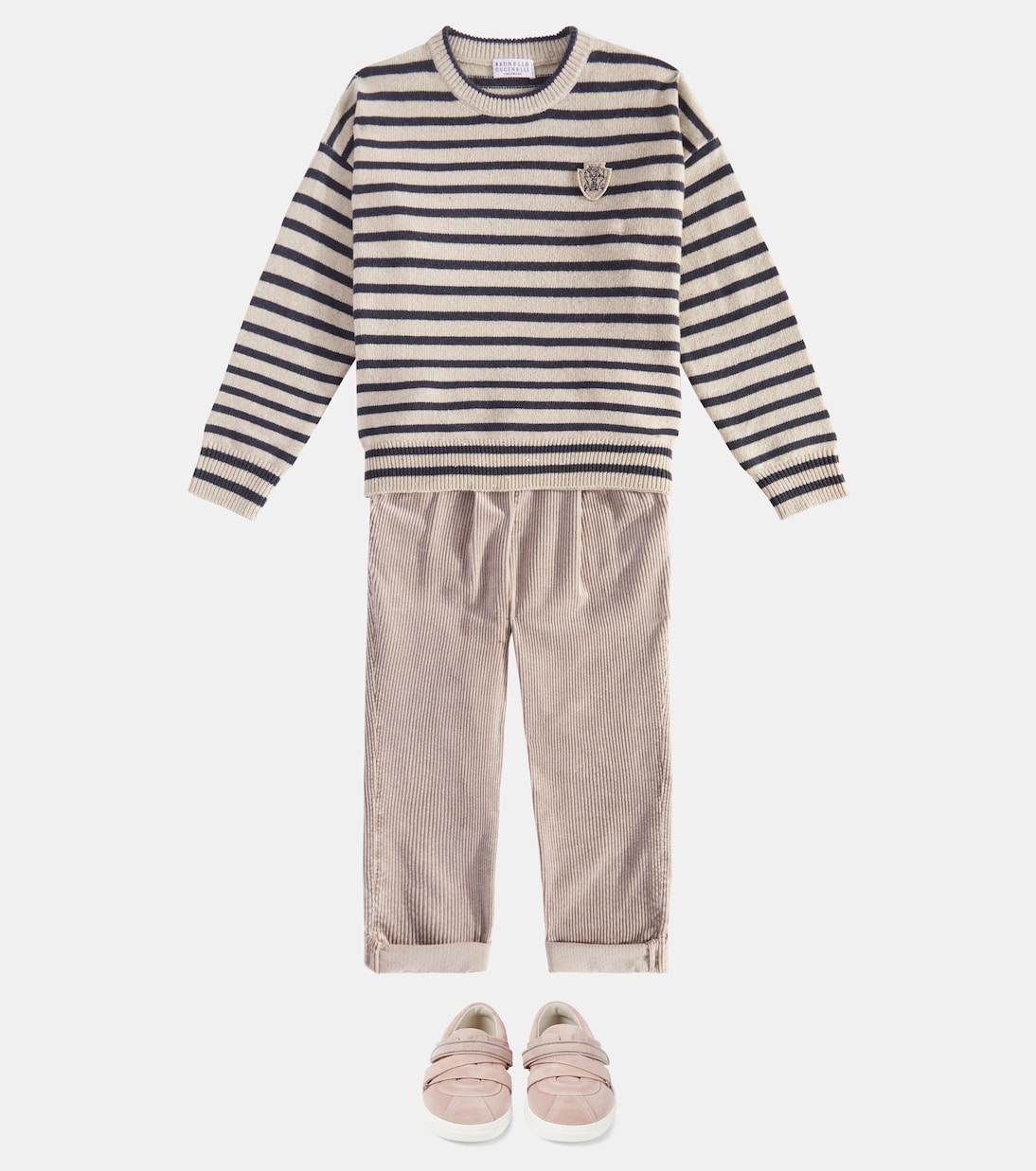 Pullover in cashmere e lana a righe | Brunello Cucinelli Kids