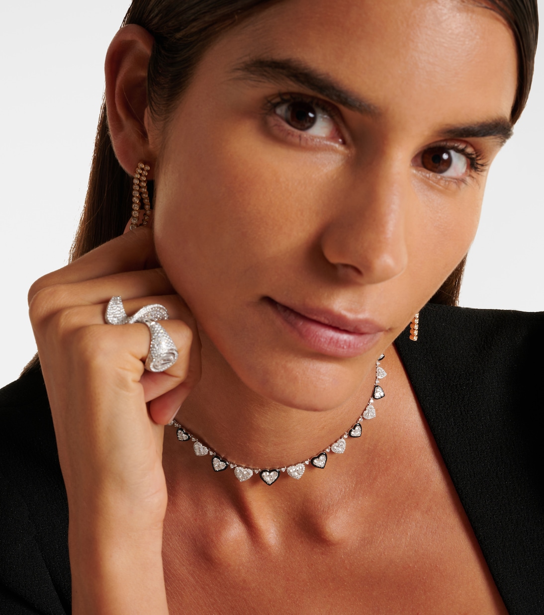 Choker aus 18kt Weißgold mit Emaille und Diamanten | Kamyen