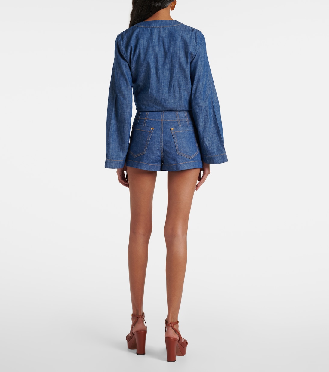 Shorts Wylie en denim de tiro alto | Zimmermann