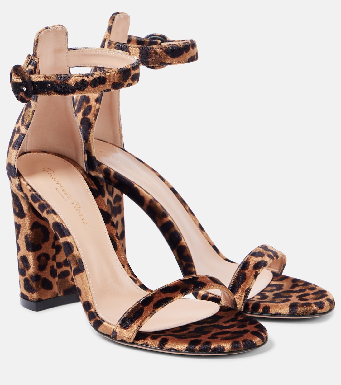 Gaeta 95 leopard-print velvet sandals | Gianvito Rossi