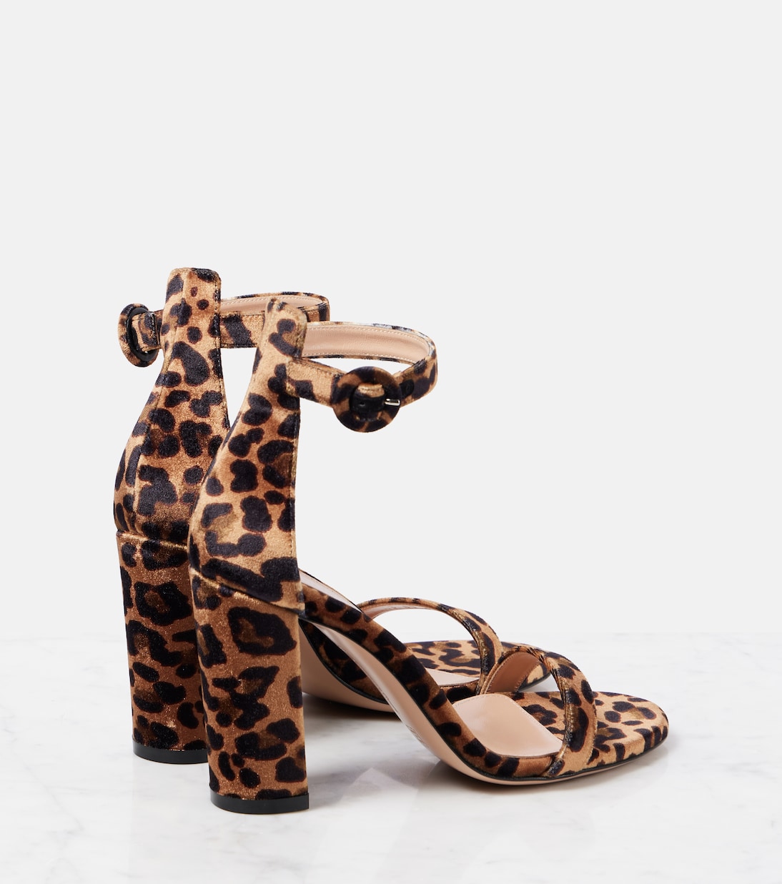 Gaeta 95 leopard-print velvet sandals | Gianvito Rossi