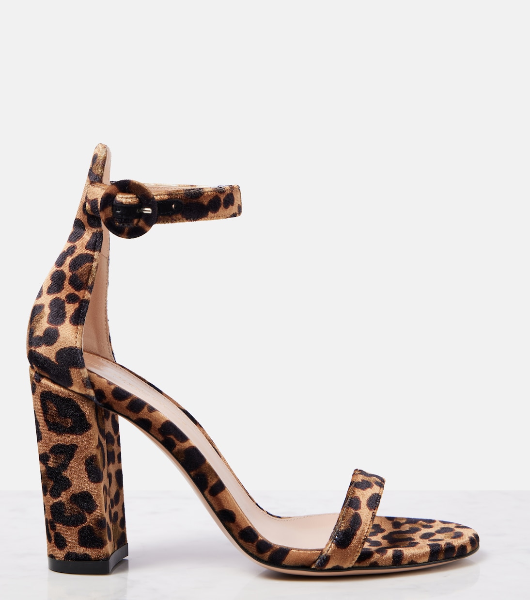 Gaeta 95 leopard-print velvet sandals | Gianvito Rossi