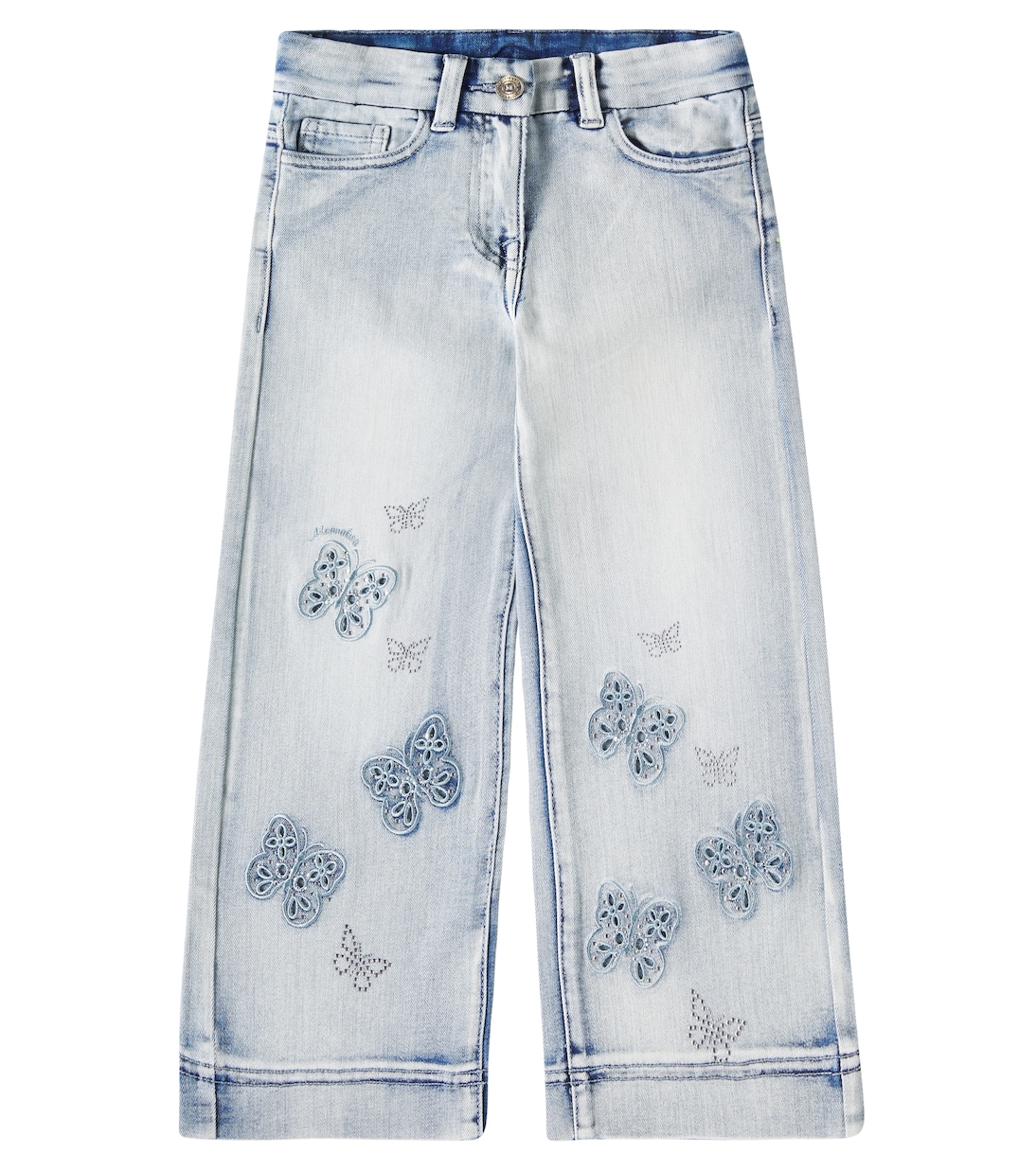 Jeans a gamba larga con cristalli | Monnalisa