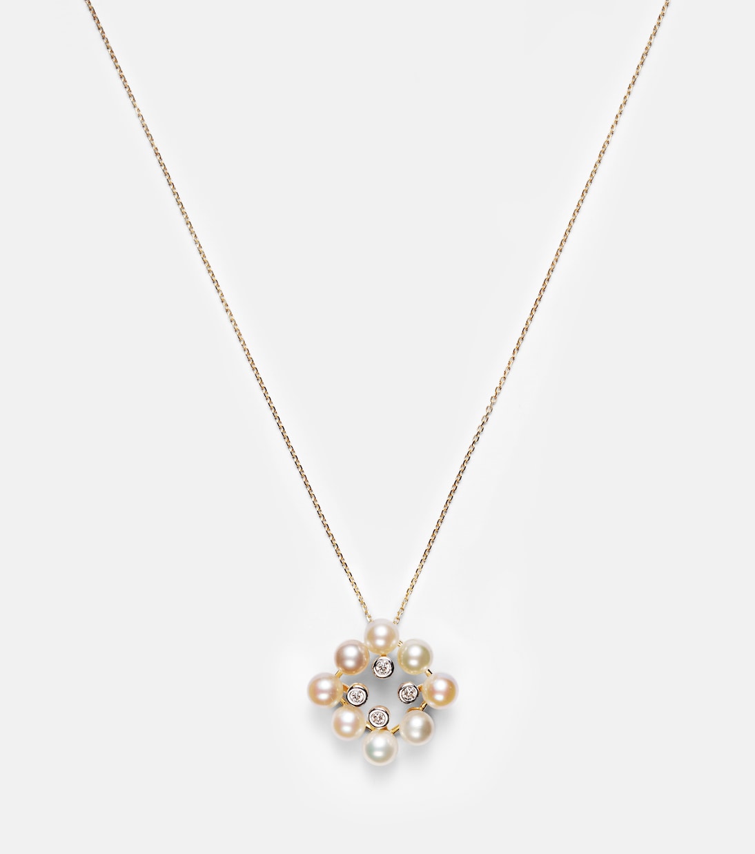 Collana in oro 14kt con pendente MATEO, perle e diamanti, stile giovane e raffinato