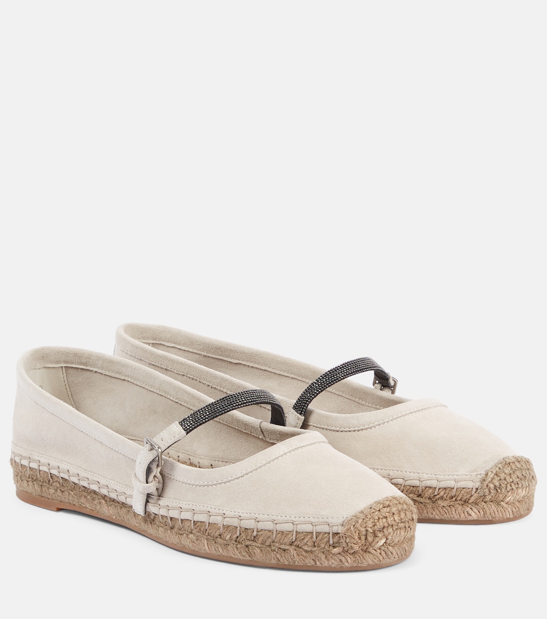 Espadrillas in suede con monili | Brunello Cucinelli