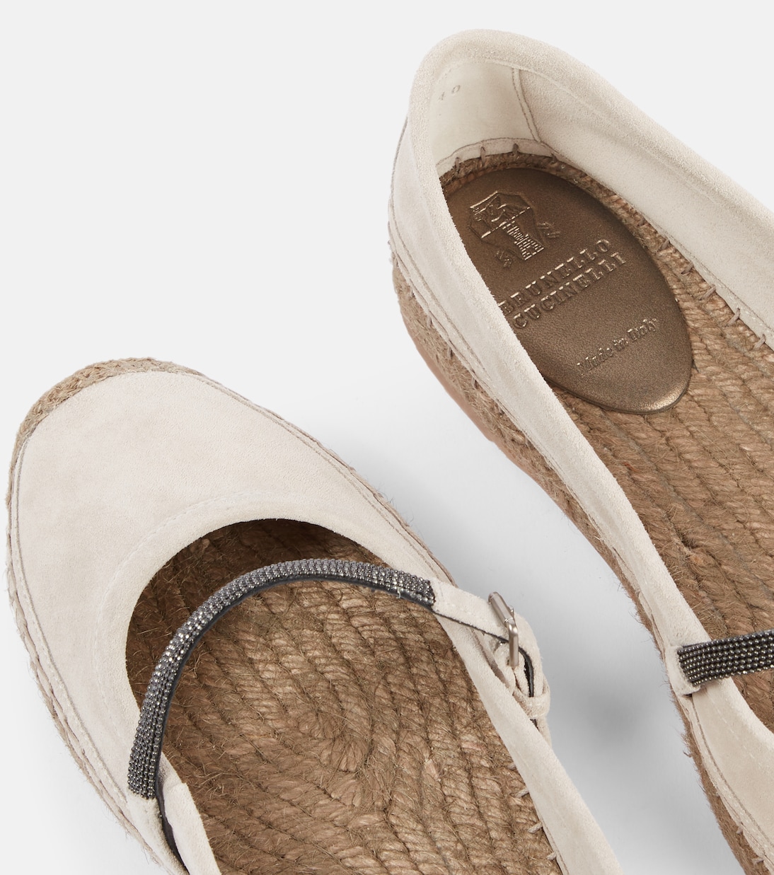 Espadrillas in suede con monili | Brunello Cucinelli