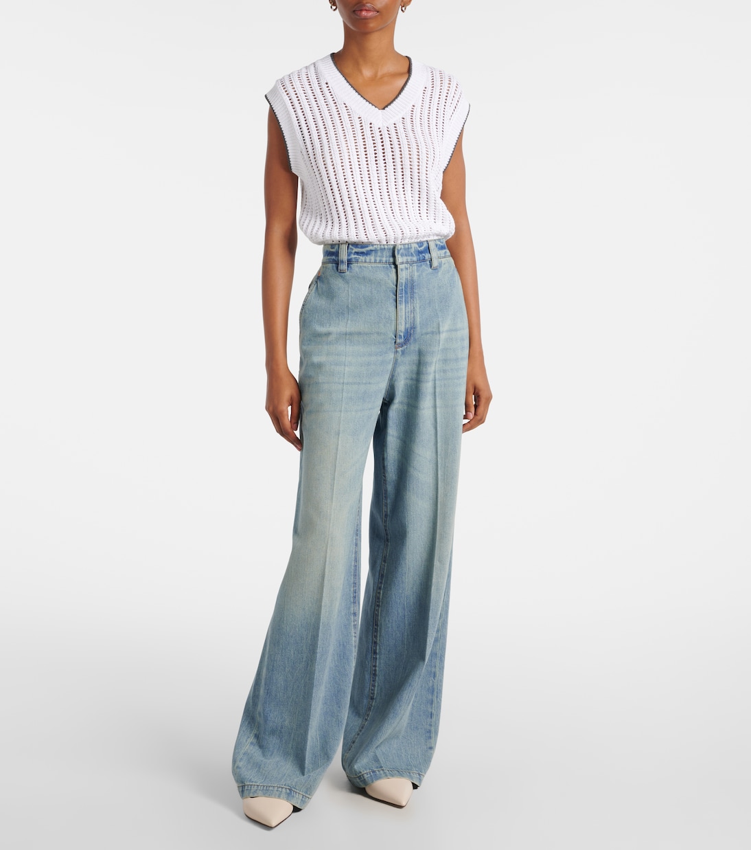 Jeans a gamba larga Low Slung | Brunello Cucinelli