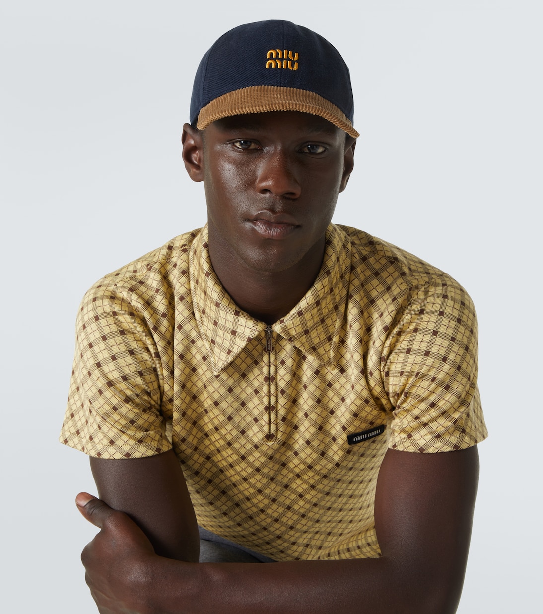 Logo denim and corduroy baseball cap | Miu Miu