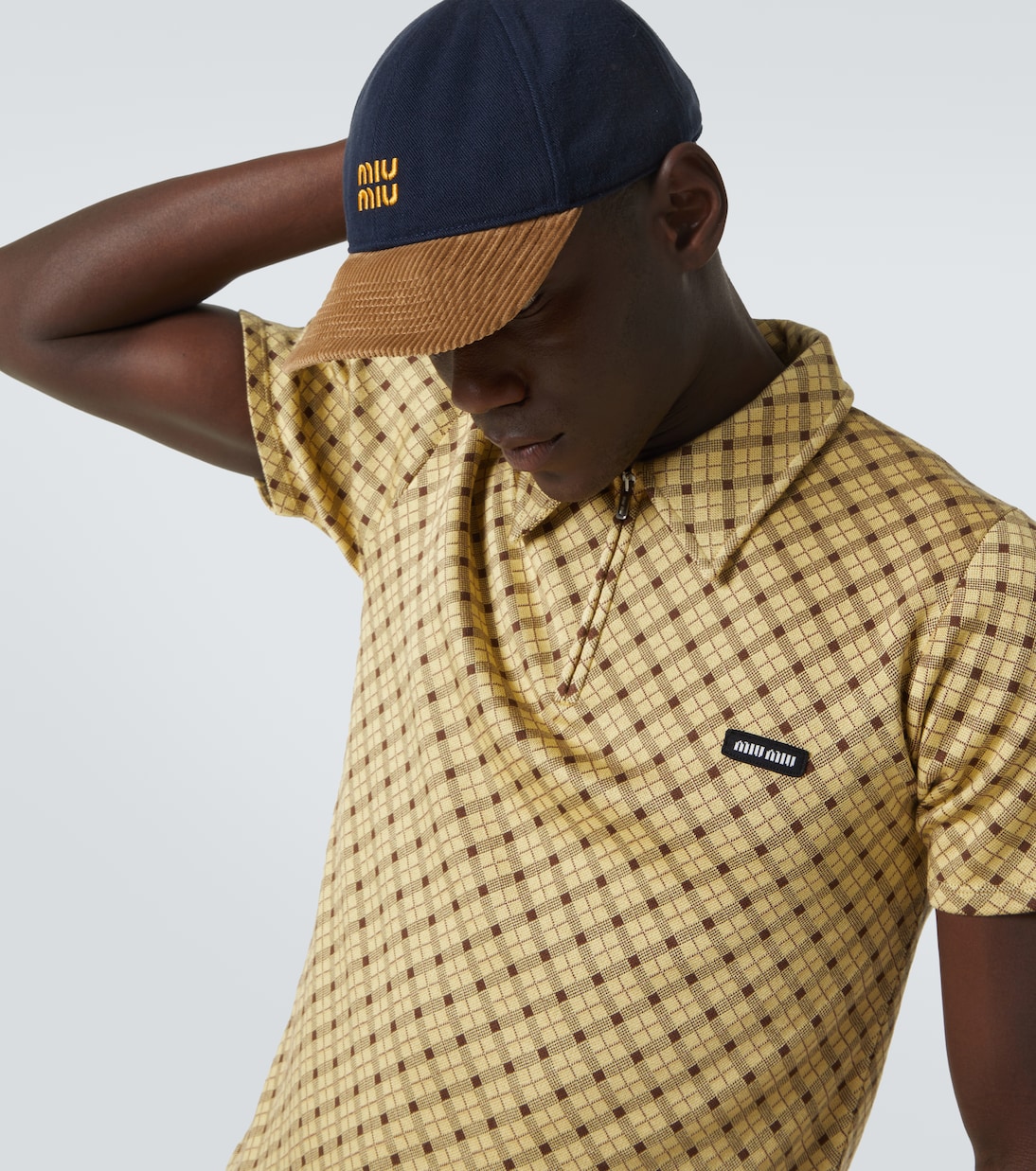 Logo denim and corduroy baseball cap | Miu Miu