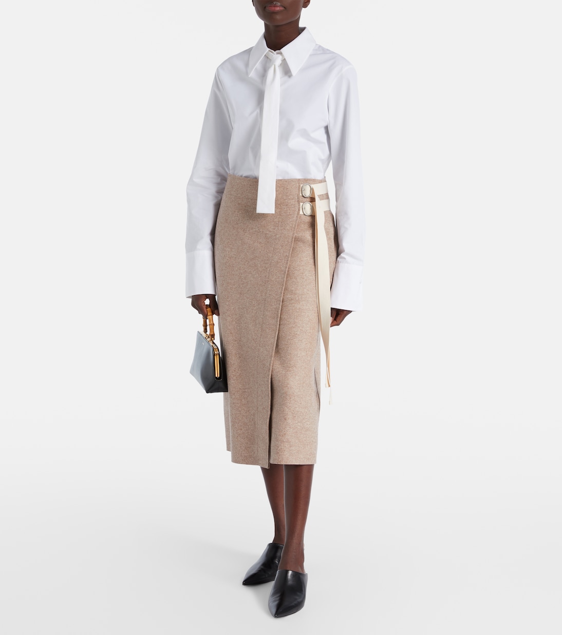 Falda midi en mezcla de lana | Jil Sander