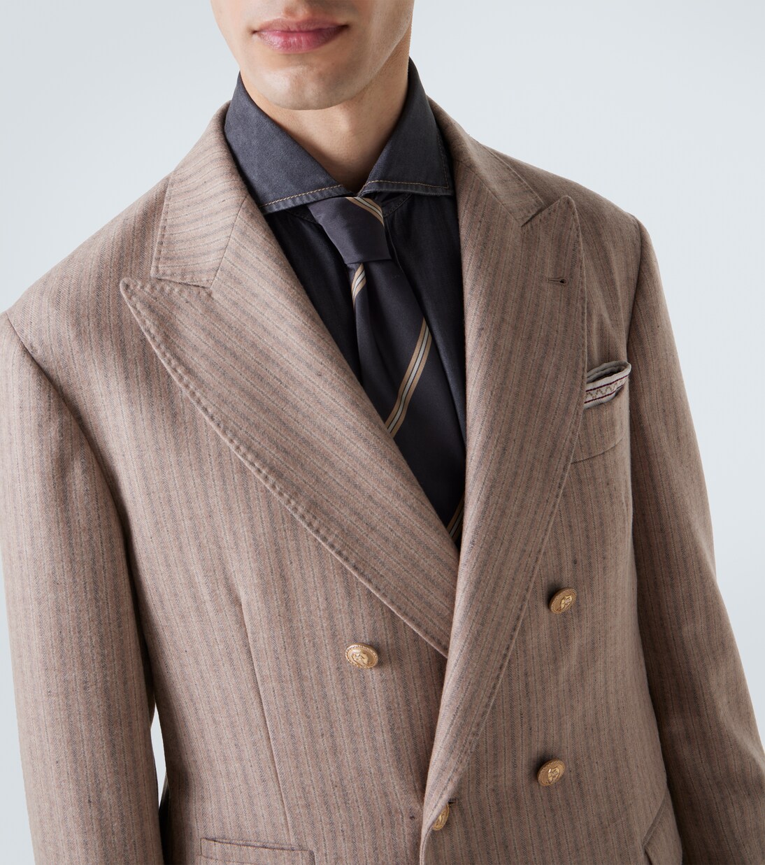 Blazer de cachemir y seda a rayas | Brunello Cucinelli