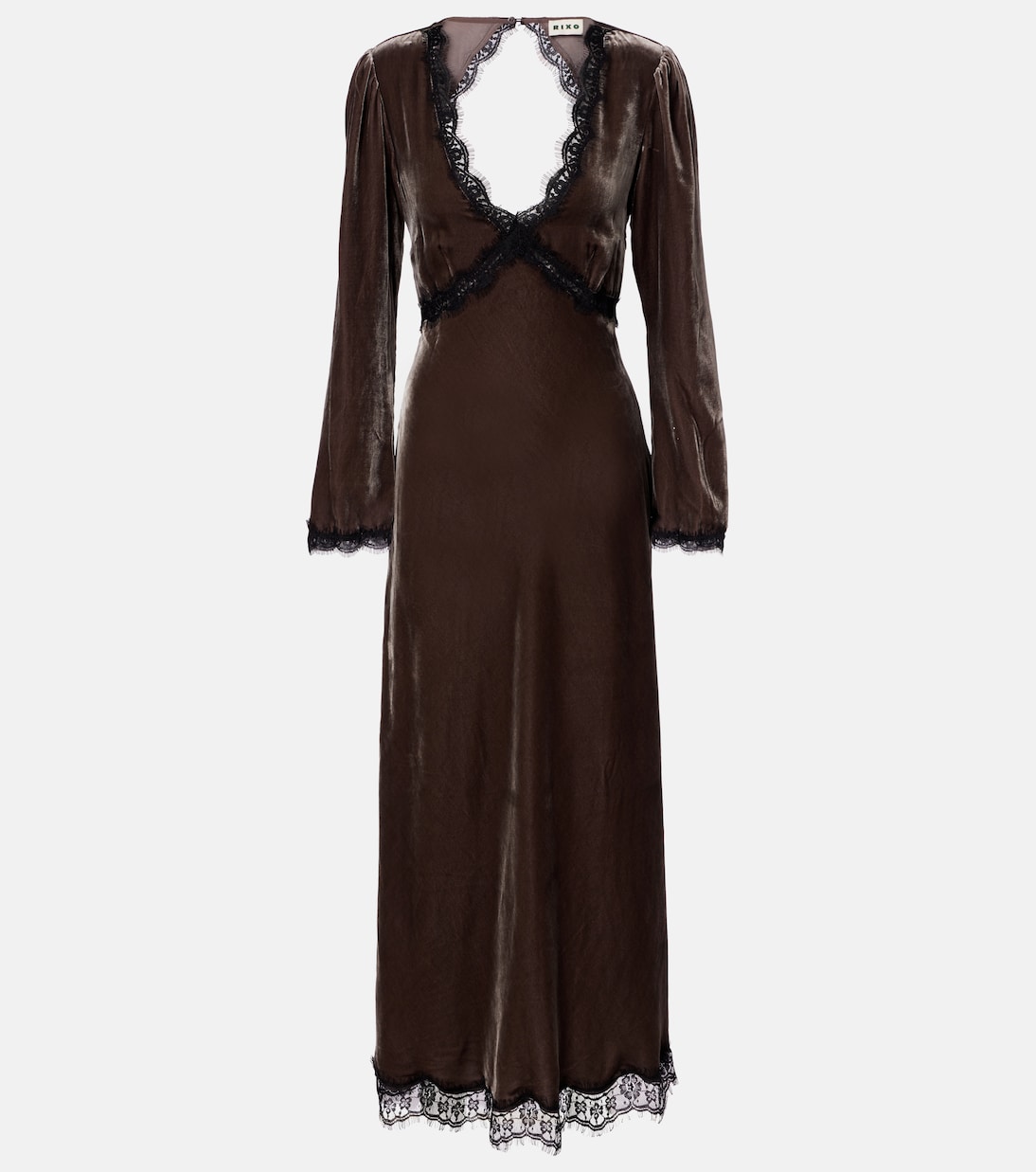 Alesha lace-trimmed velvet maxi dress | Rixo
