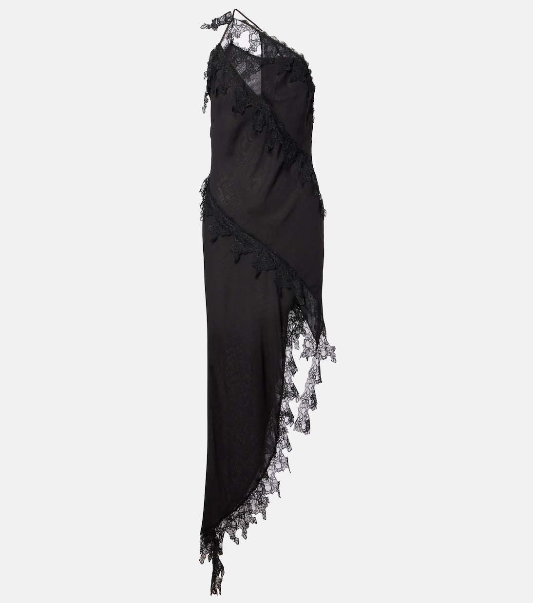 Asymmetric lace-trimmed midi dress | Blumarine