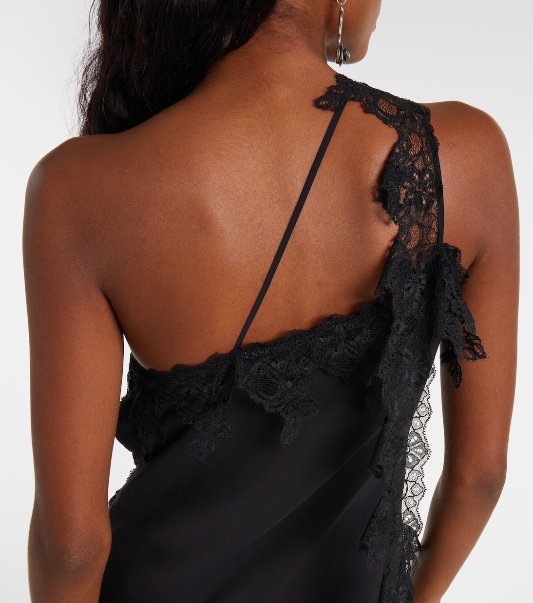 Asymmetric lace-trimmed midi dress | Blumarine