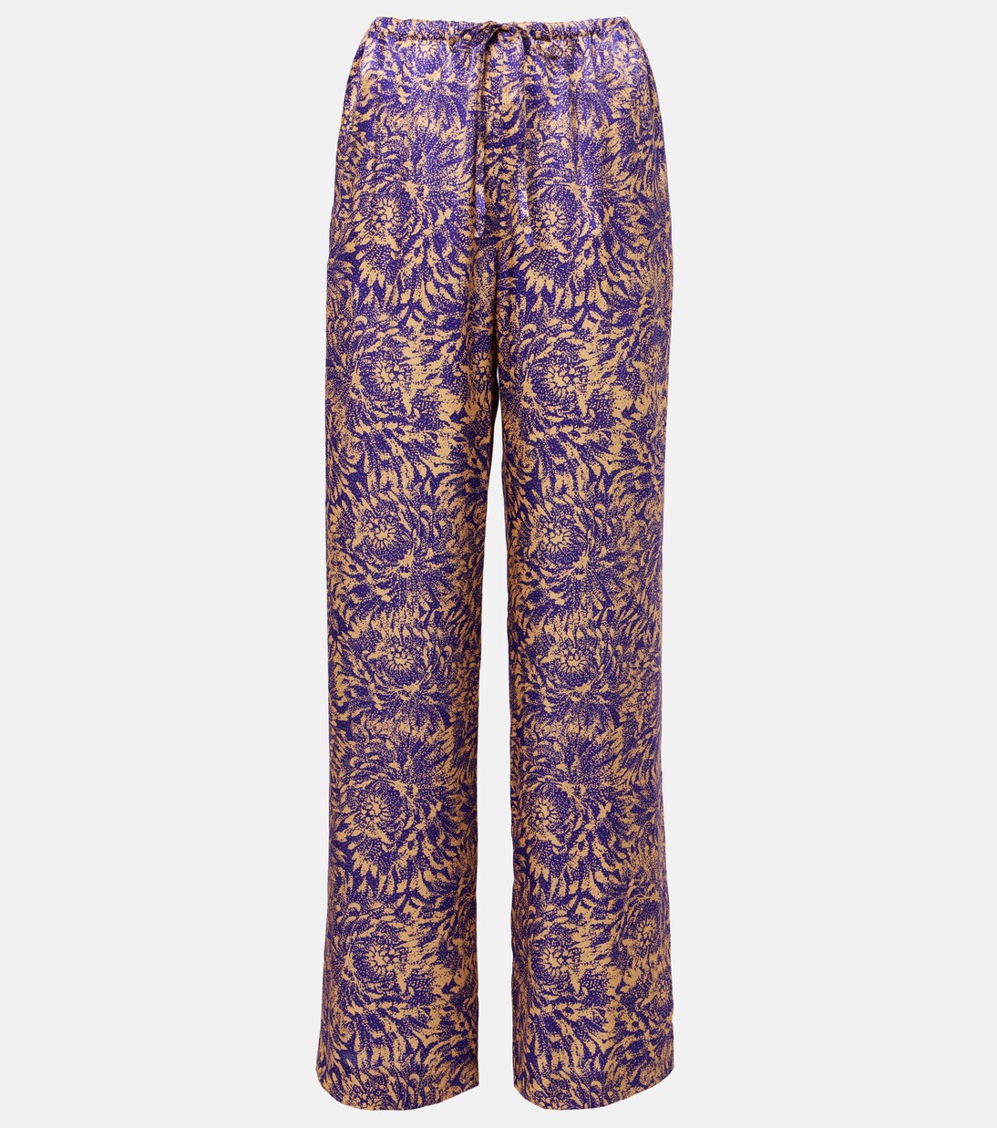 Floral silk satin wide-leg pants | Dries Van Noten