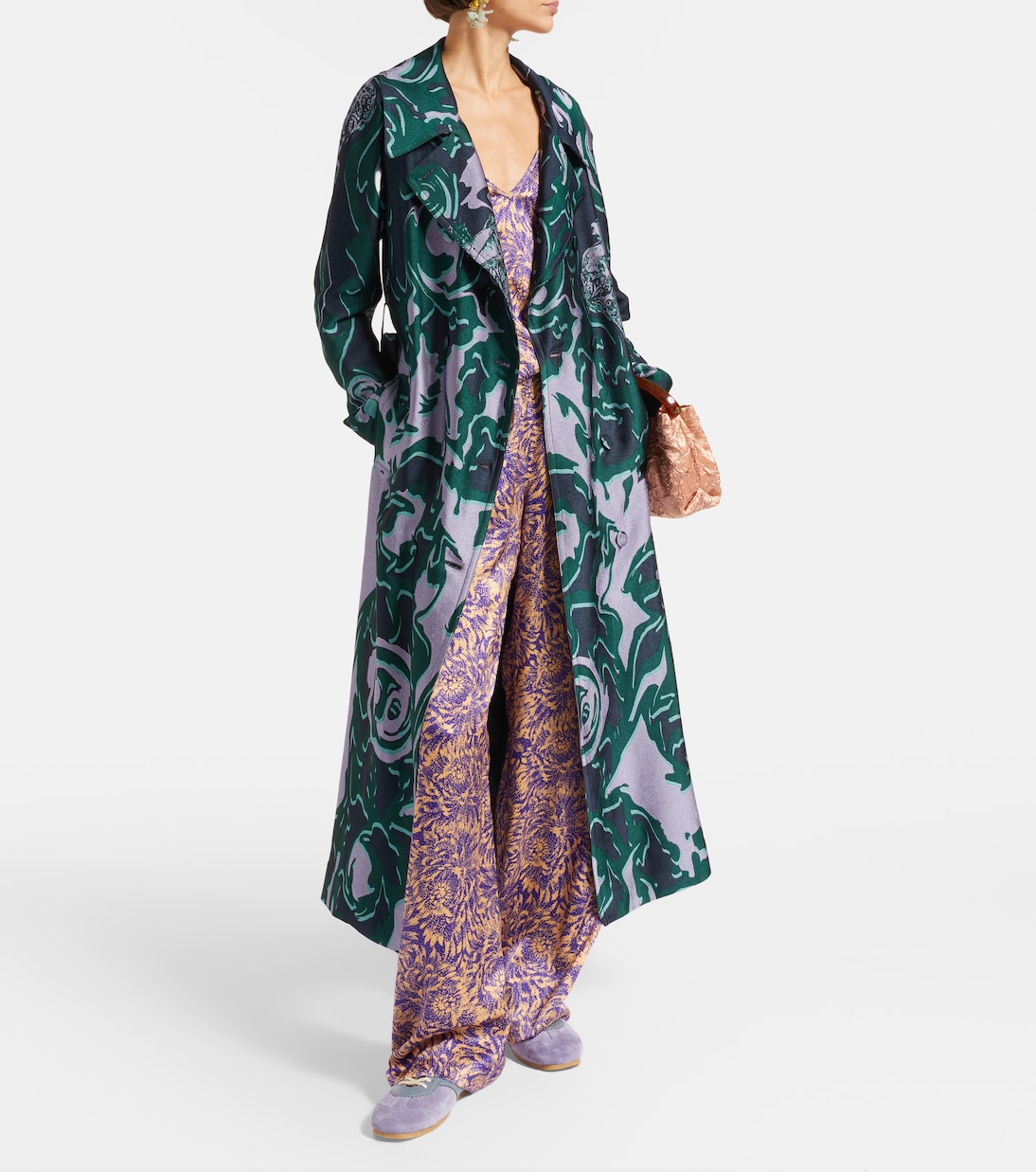 Floral silk satin wide-leg pants | Dries Van Noten