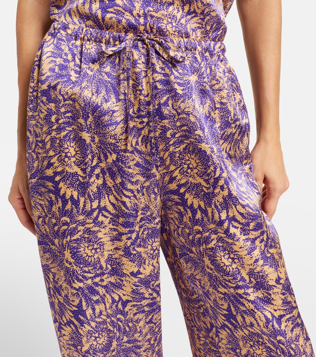 Floral silk satin wide-leg pants | Dries Van Noten