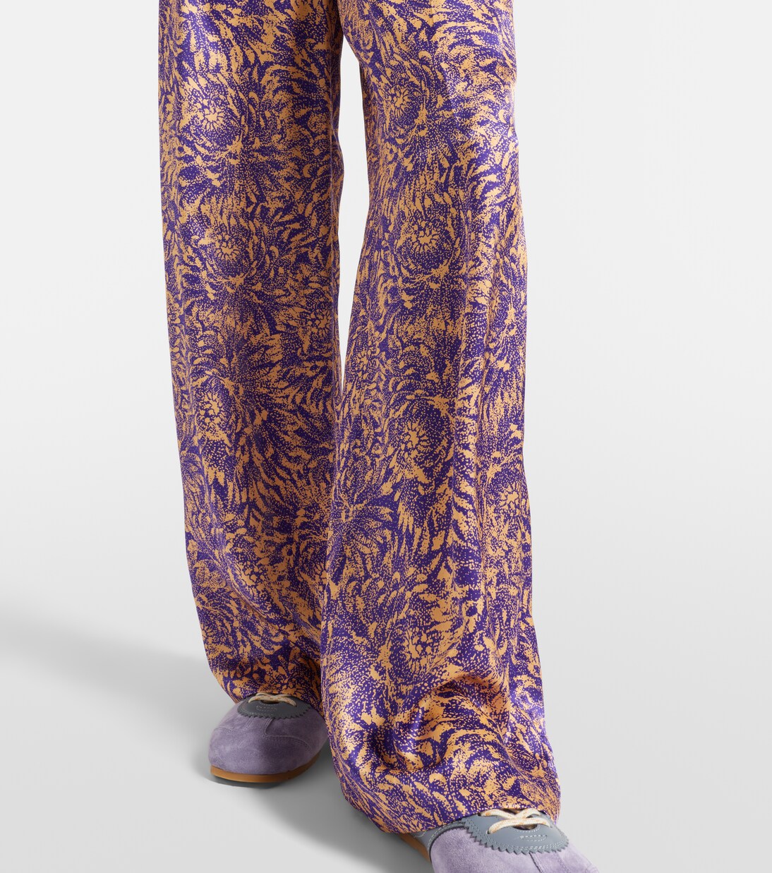 Floral silk satin wide-leg pants | Dries Van Noten