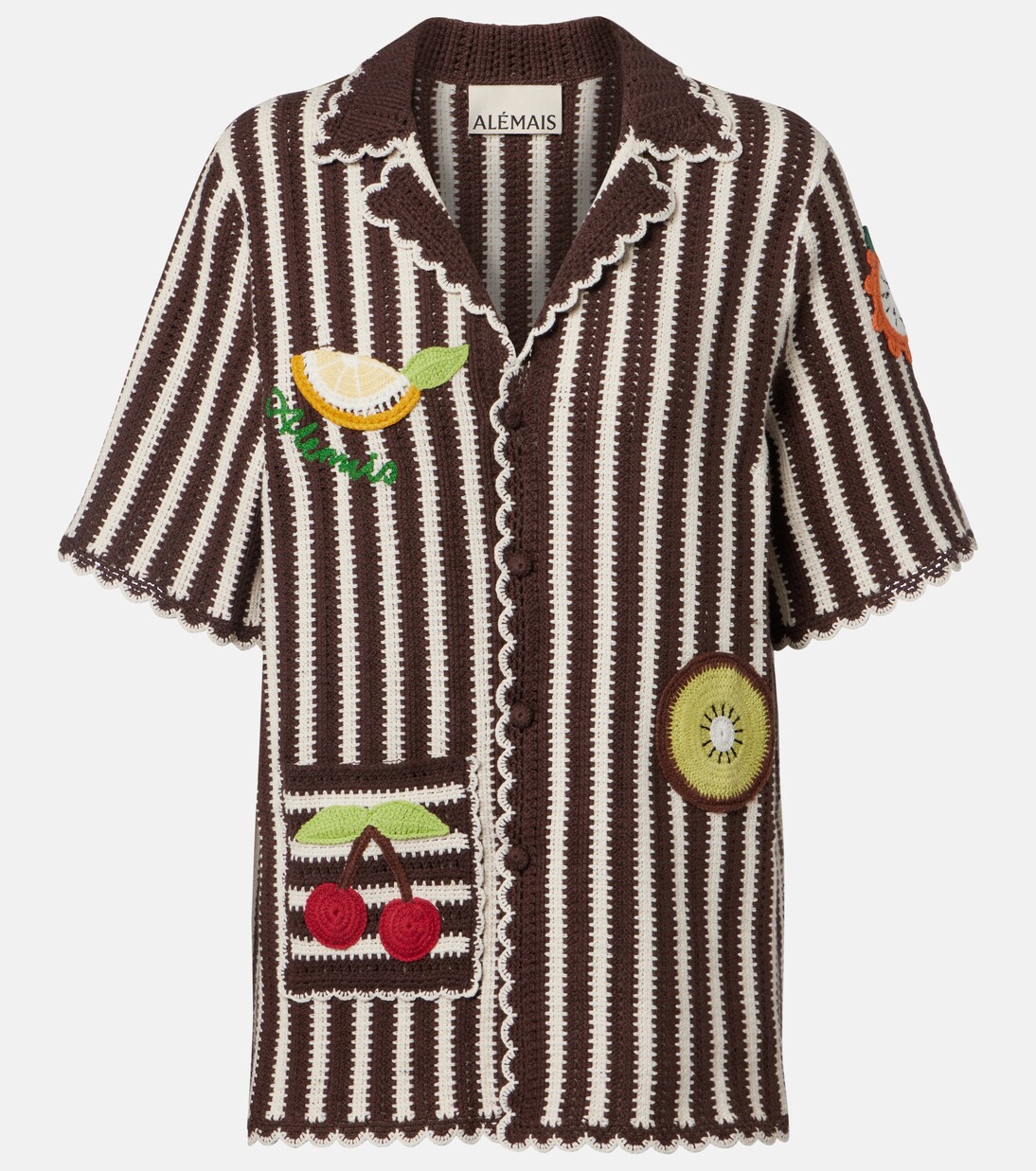 Sundae crochet cotton bowling shirt | Alémais