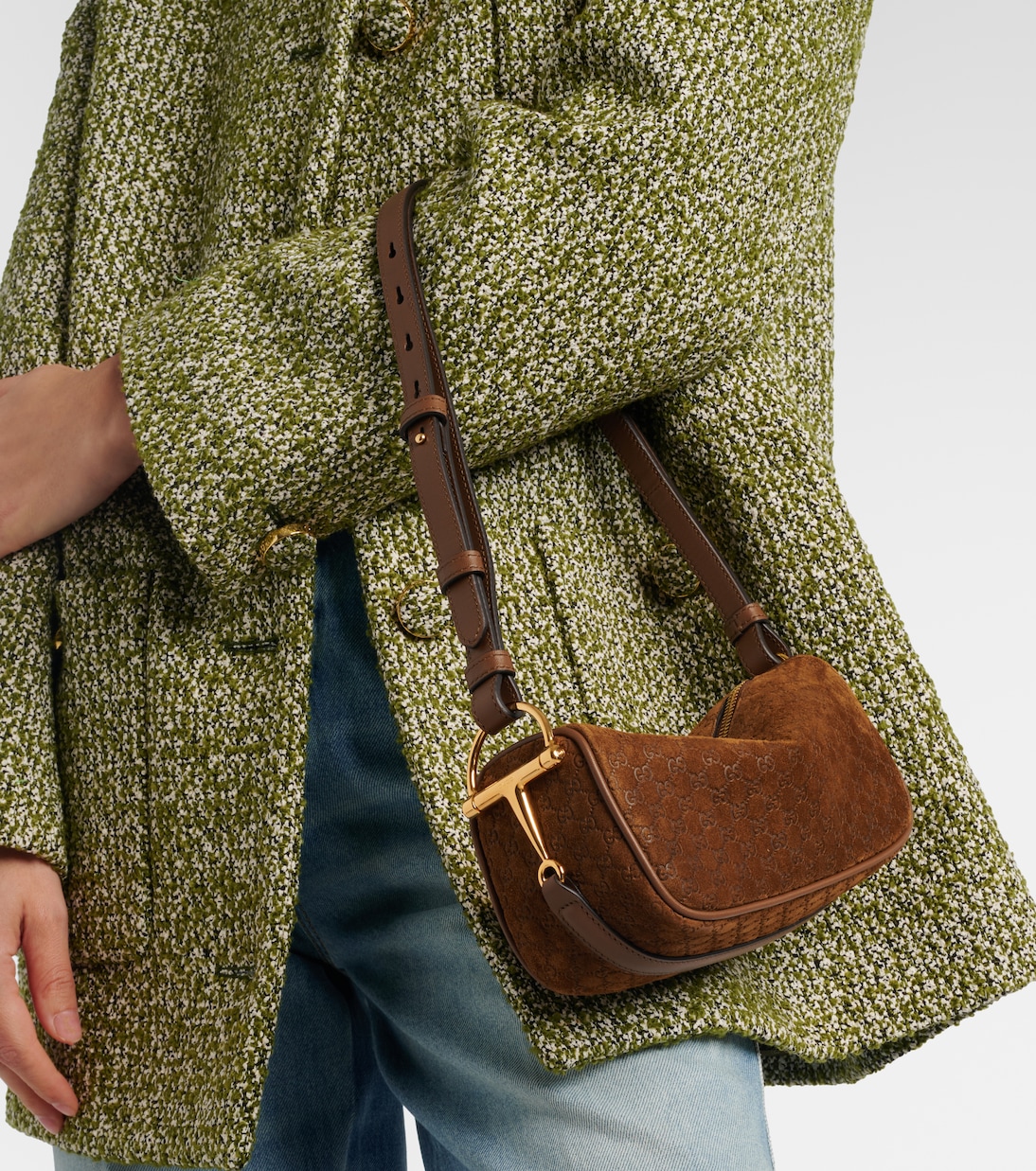 Schultertasche GG aus Veloursleder | Gucci