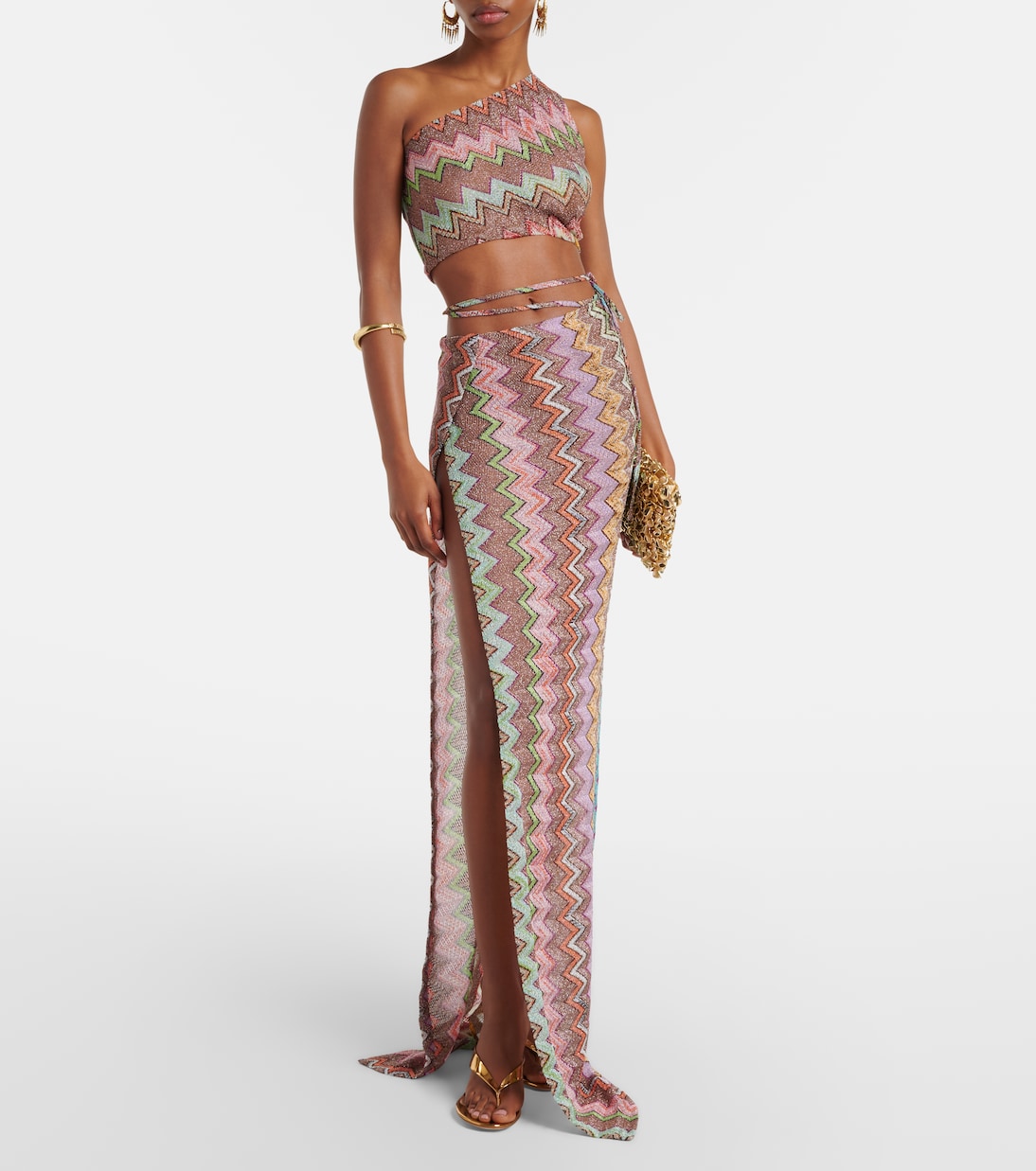 Zigzag lamé wrap skirt | Missoni