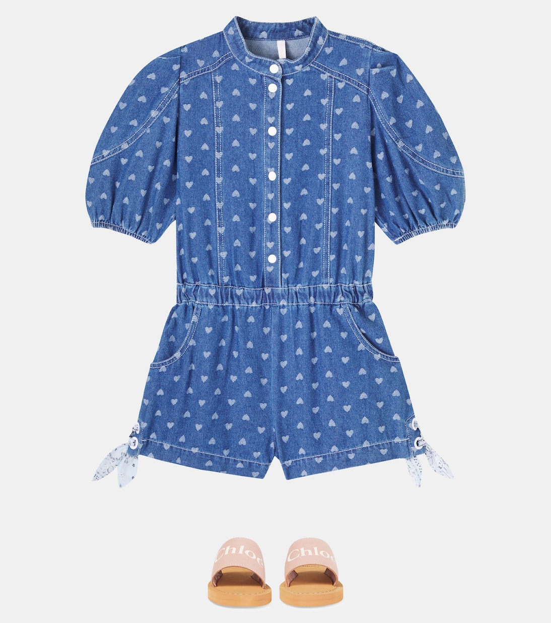 Printed denim playsuit | Zimmermann Kids
