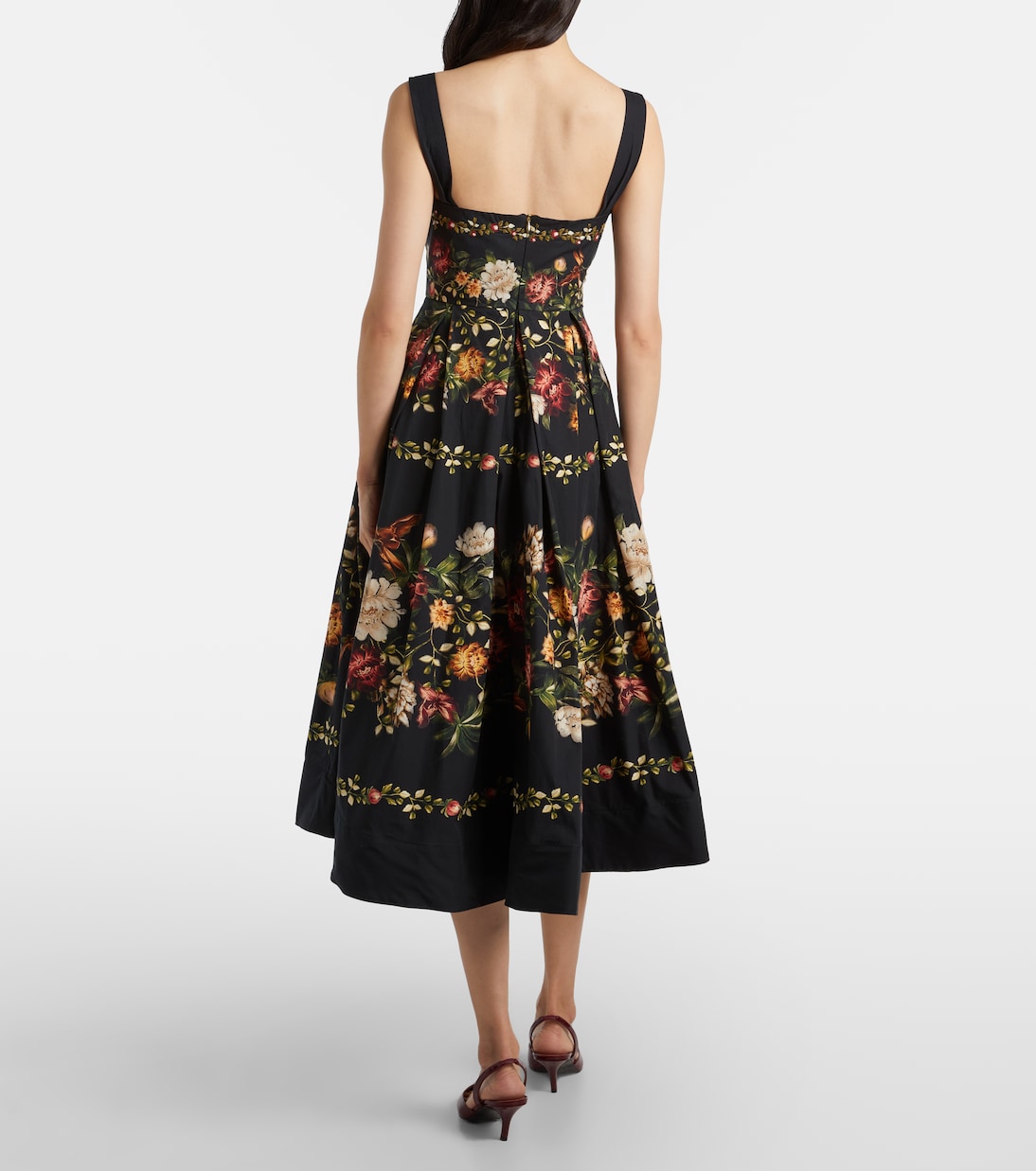 Alcaparra floral cotton midi dress | Agua by Agua Bendita