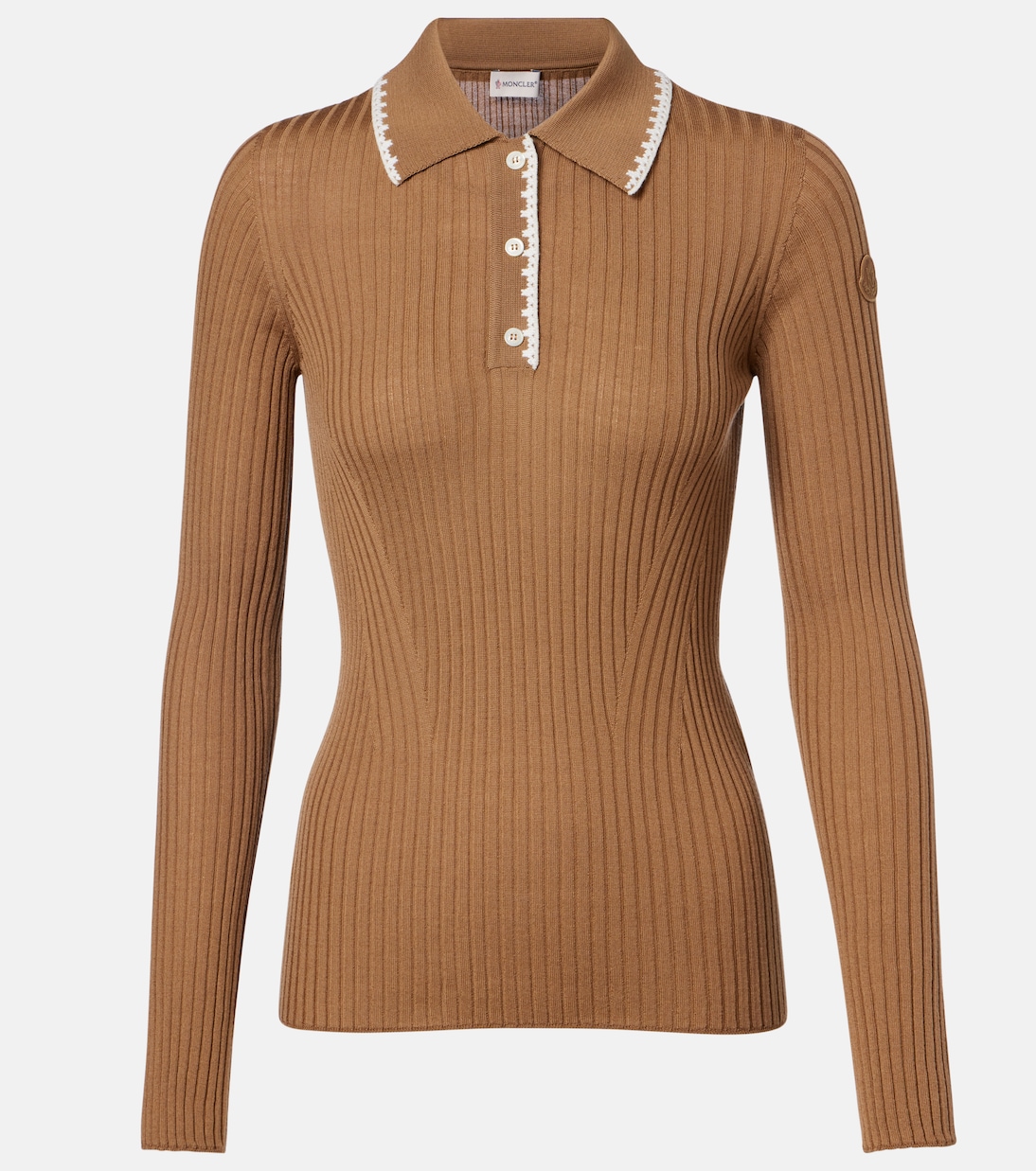 Ribbed-knit virgin wool polo sweater | Moncler