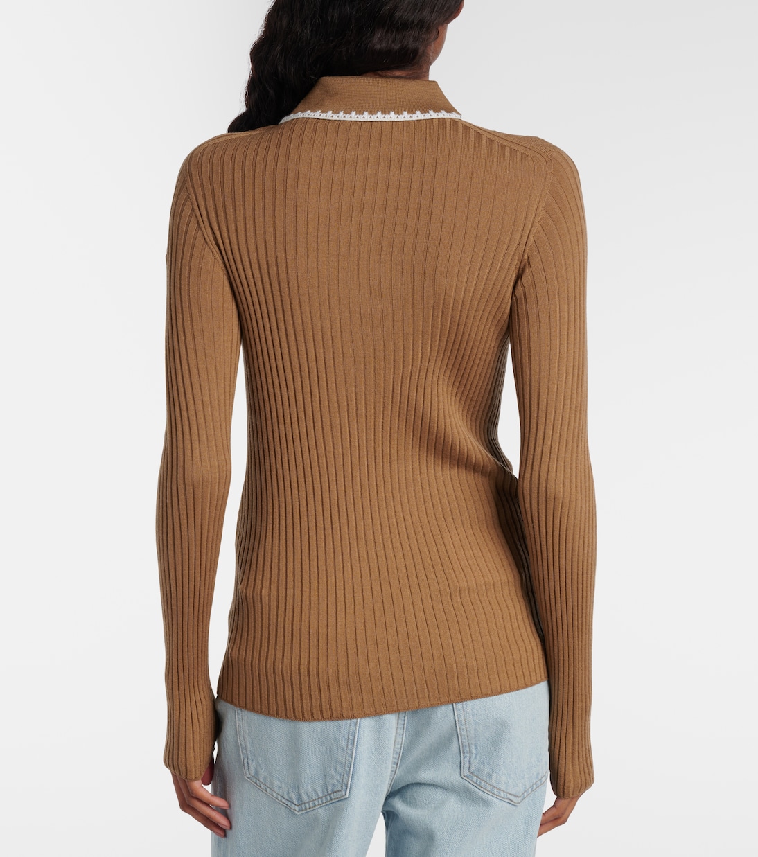 Ribbed-knit virgin wool polo sweater | Moncler