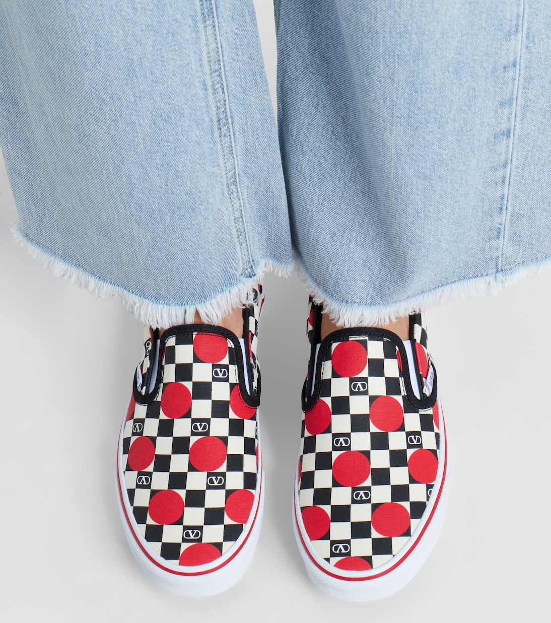 x Vans VLogo checked canvas slip-on sneakers | Valentino Garavani