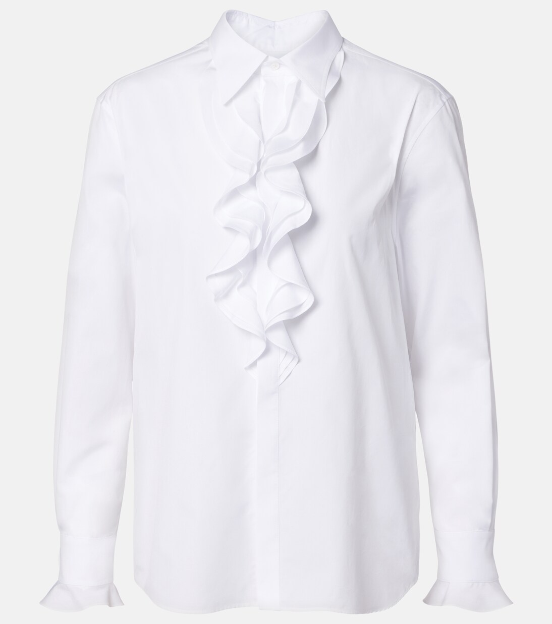 Camisa de popelín de algodón con volantes | Ralph Lauren Collection