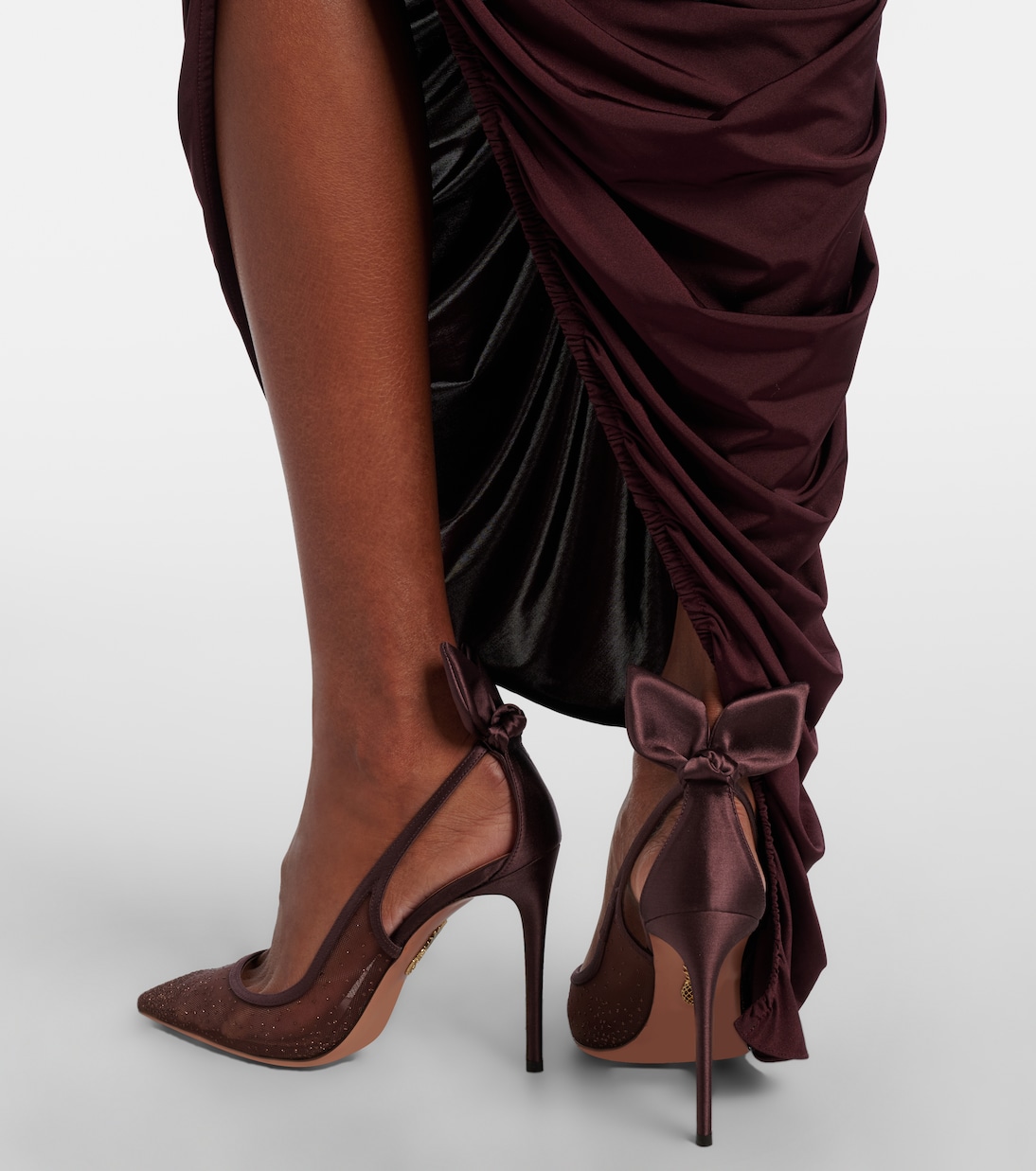 Bow Tie 105 embellished mesh slingback pumps | Aquazzura