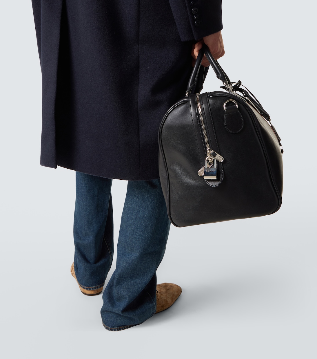 Web Trademark Medium leather duffel bag | Gucci