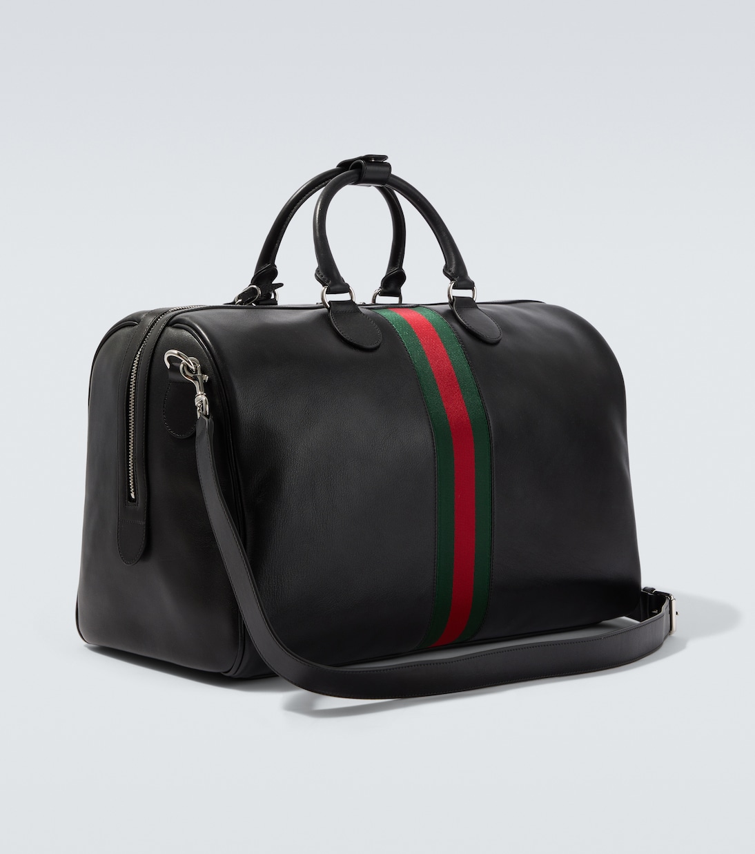 Web Trademark Medium leather duffel bag | Gucci