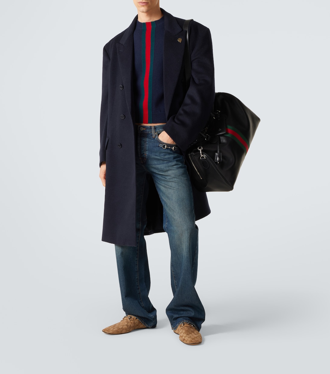 Web Trademark Medium leather duffel bag | Gucci