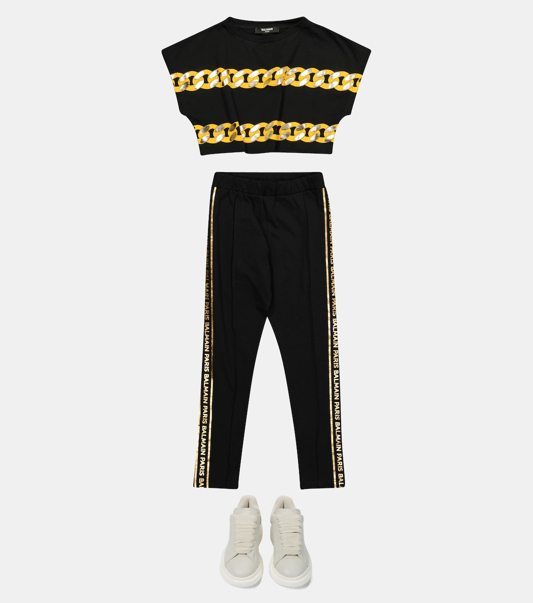 Camiseta cropped de algodón | Balmain Kids