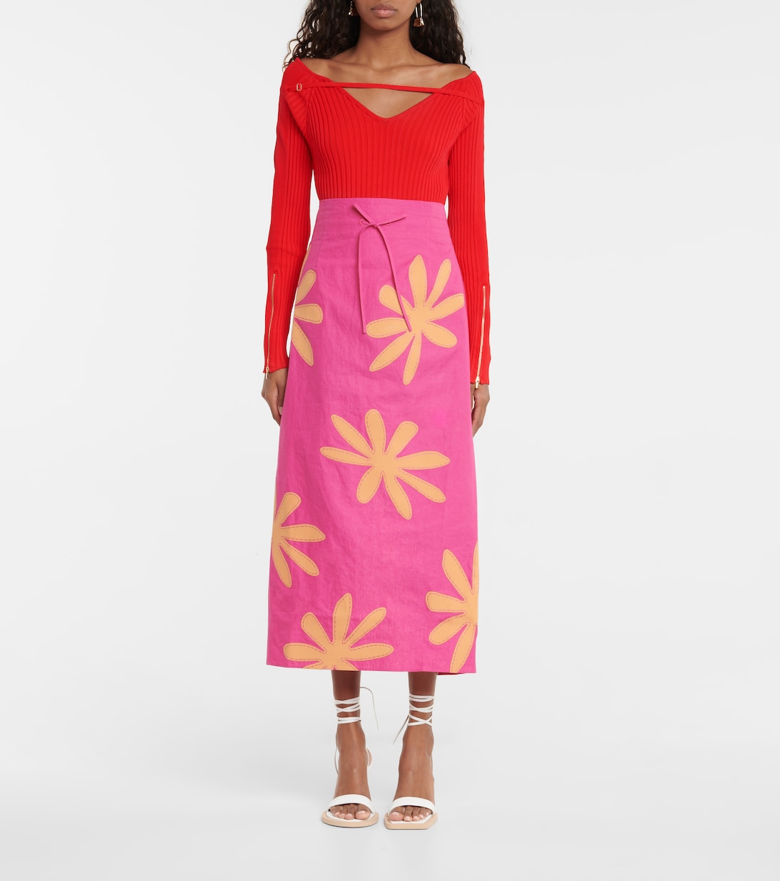 La Jupe Chouchou linen midi skirt | Jacquemus