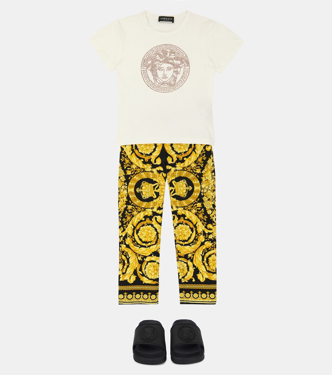 Barocco cotton-blend jeans | Versace Kids