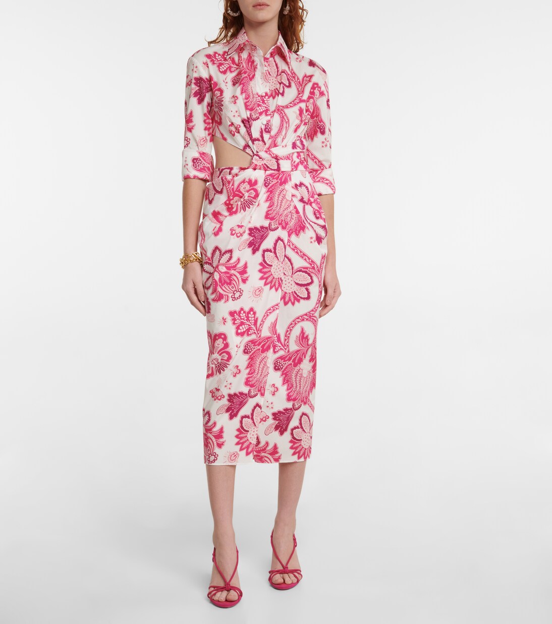 Floral cotton-blend midi dress | Etro