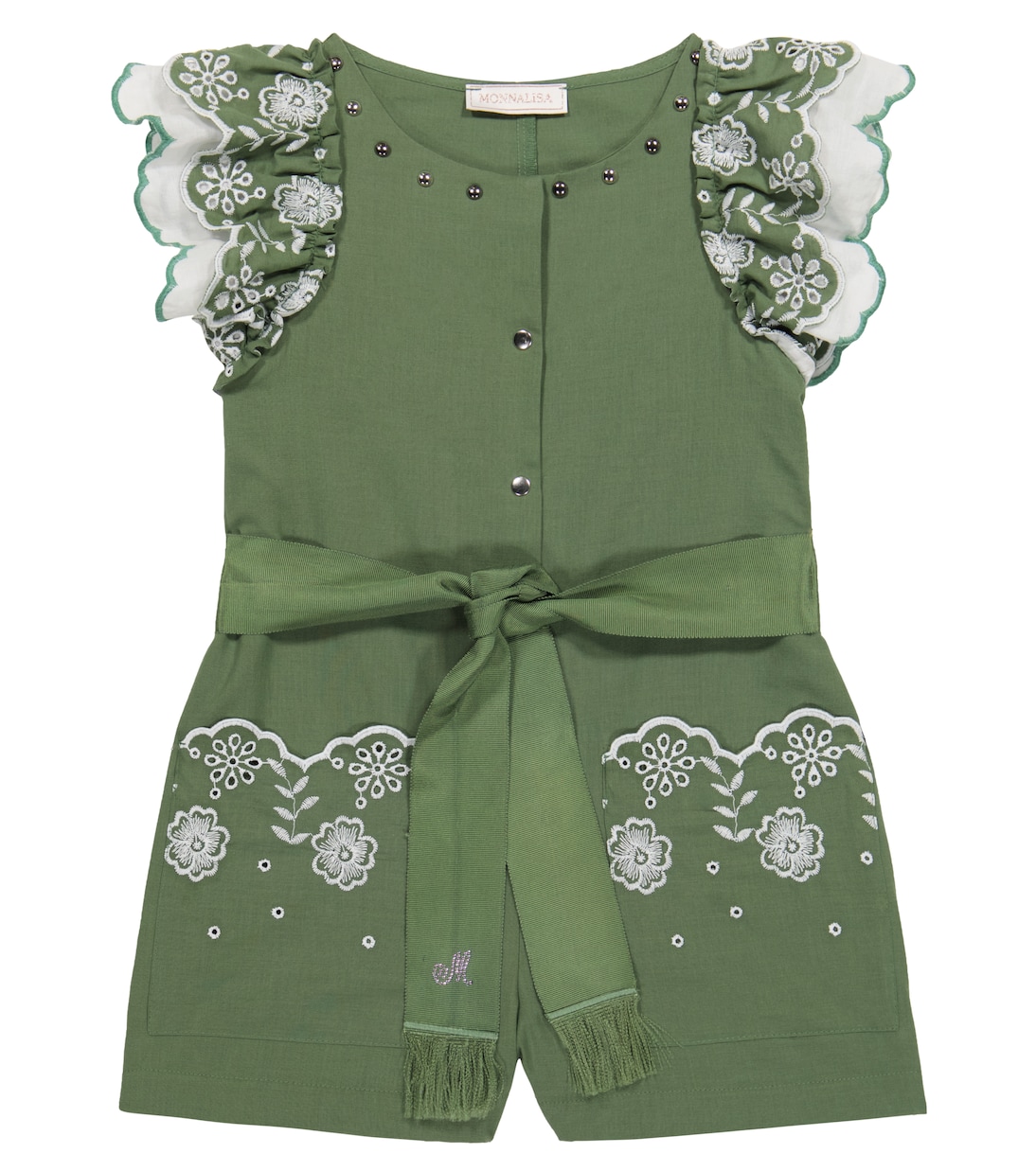 Playsuit aus Baumwolle und Lochspitze | Monnalisa