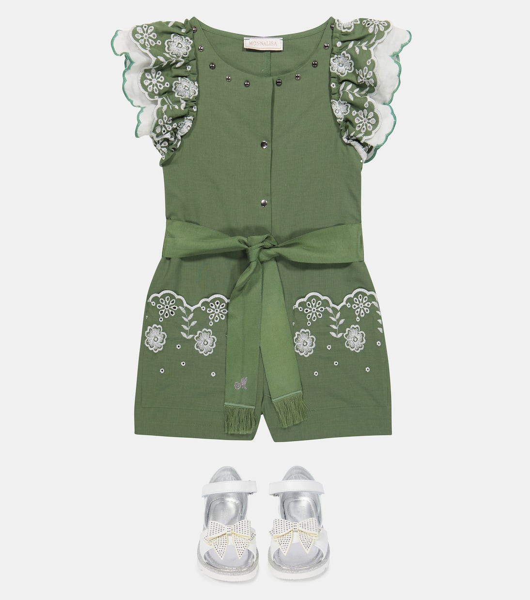 Playsuit aus Baumwolle und Lochspitze | Monnalisa