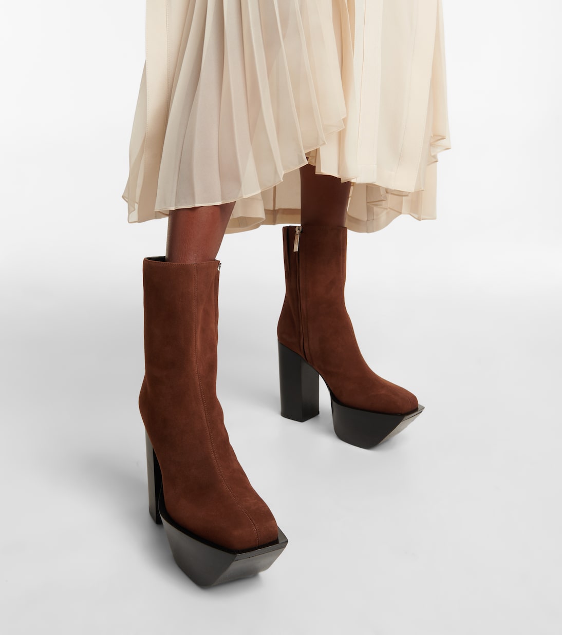 Suede platform ankle boots | Peter Do