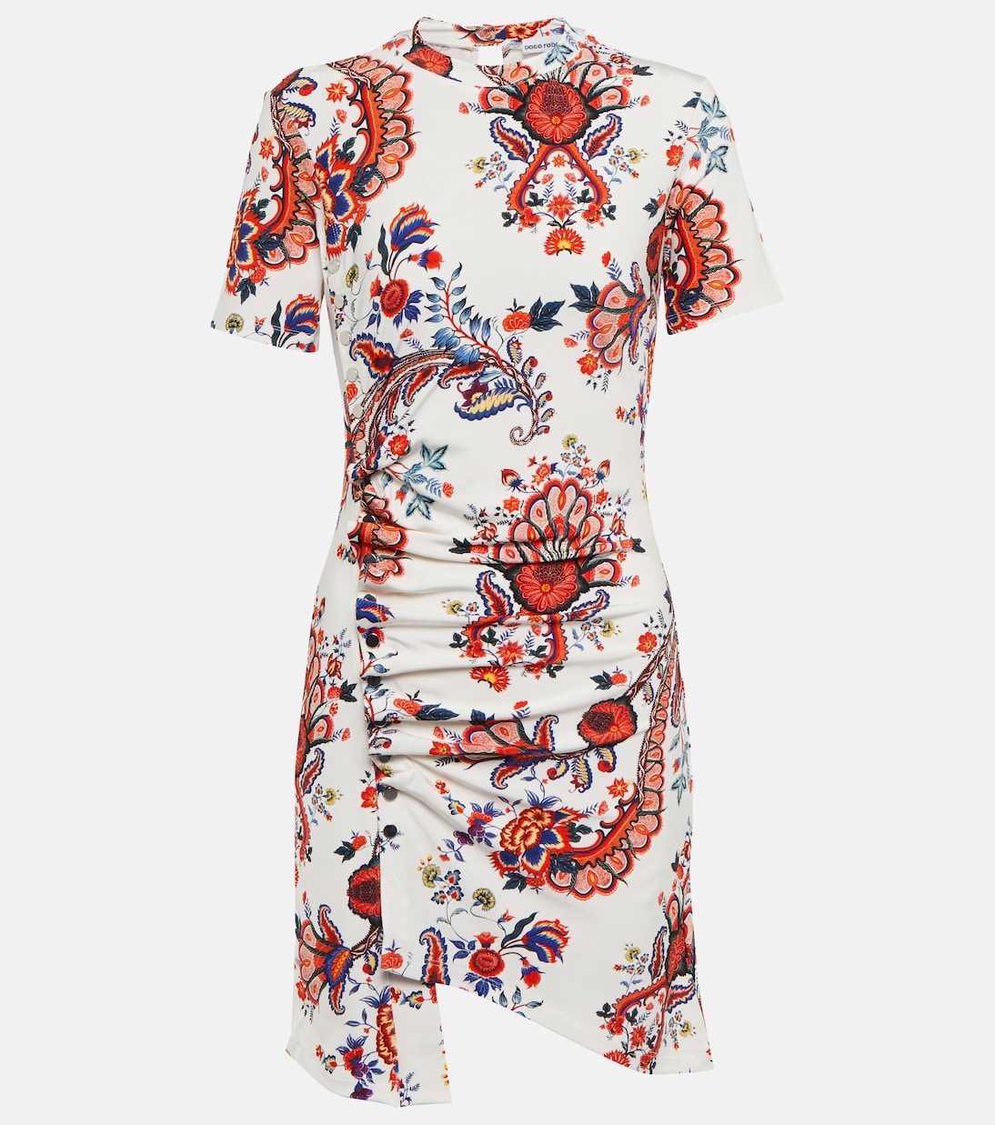 Floral asymmetric jersey minidress | Rabanne