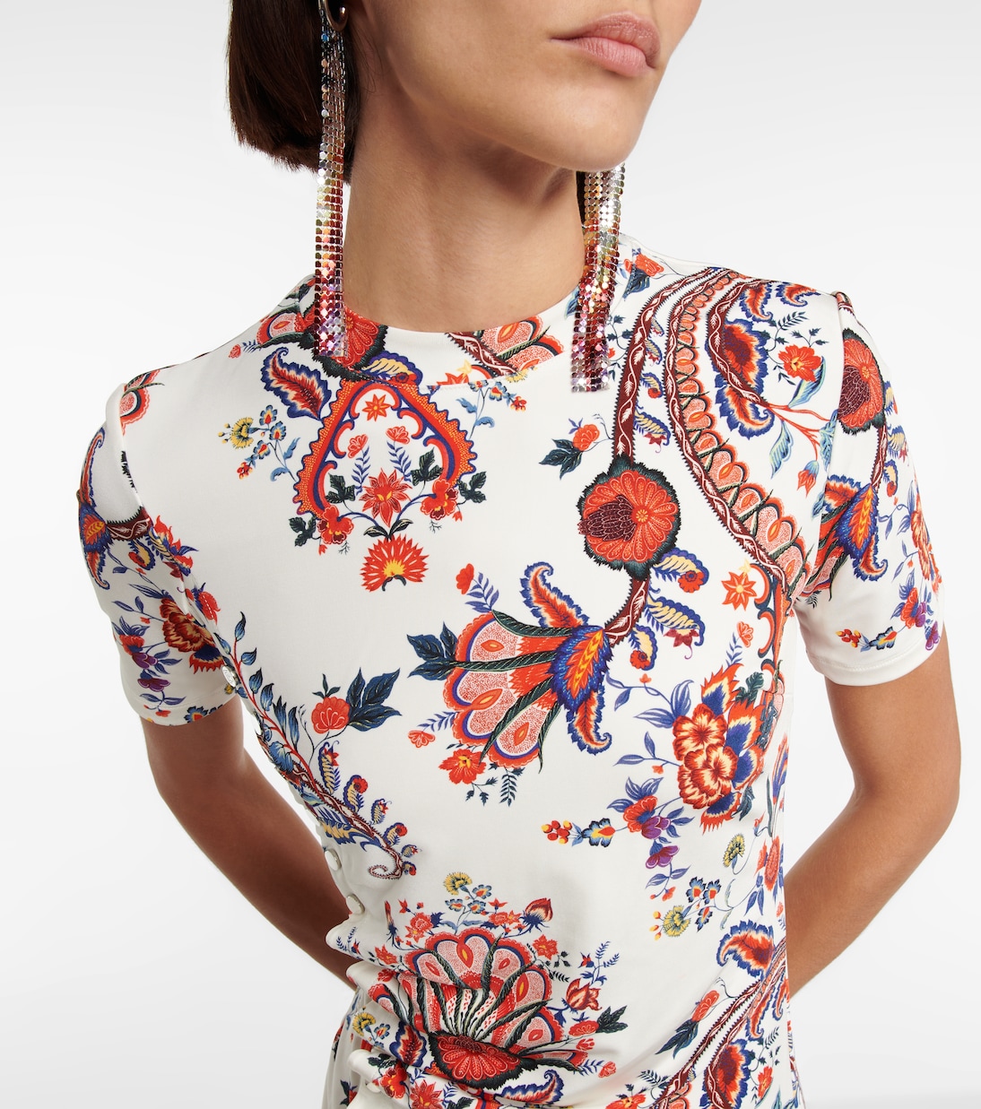 Floral asymmetric jersey minidress | Rabanne