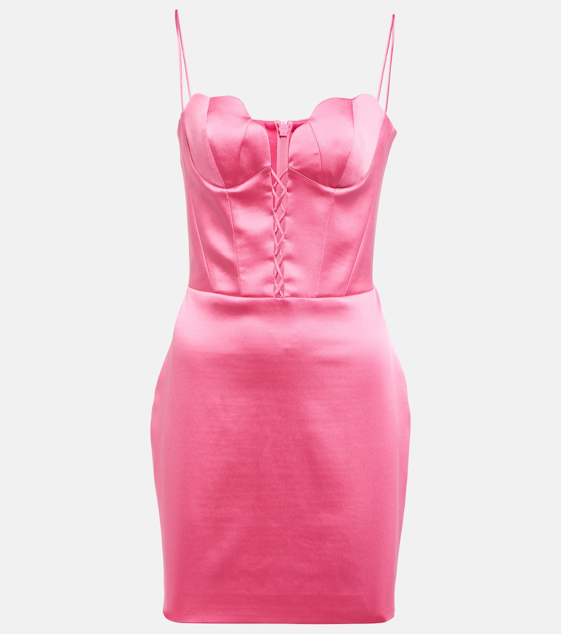 Lace-up satin bustier minidress | Rasario