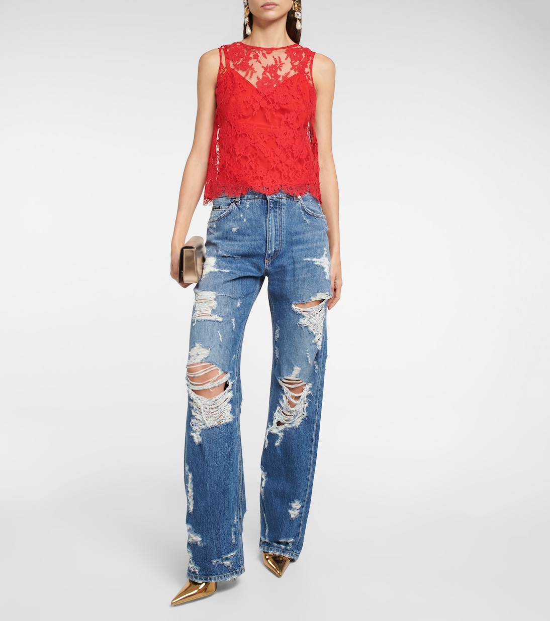 Floral Chantilly lace top | Dolce&Gabbana