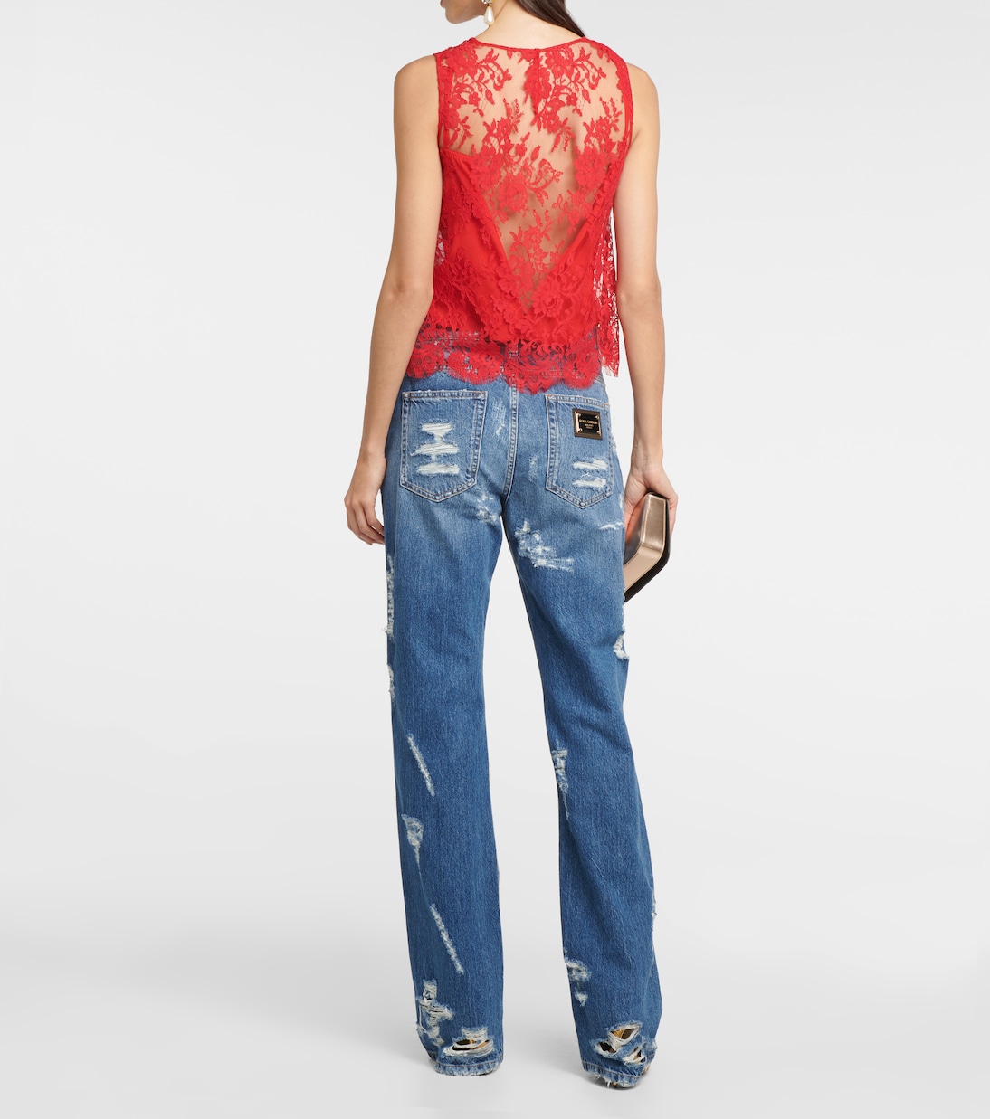 Floral Chantilly lace top | Dolce&Gabbana