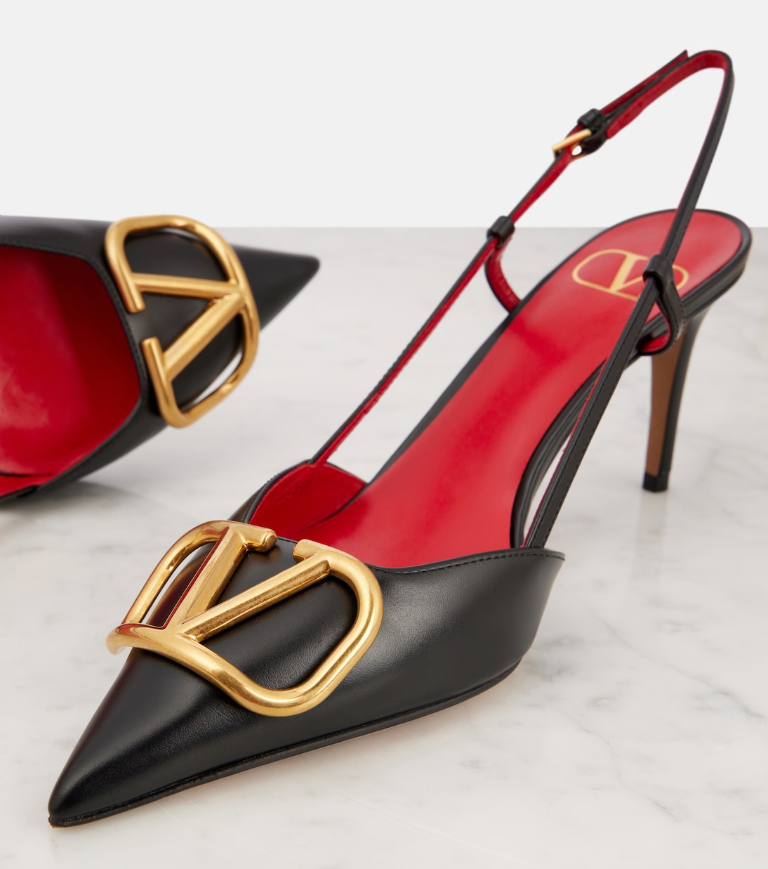 VLogo Signature 80 slingback pumps in black Valentino Garavani Mytheresa