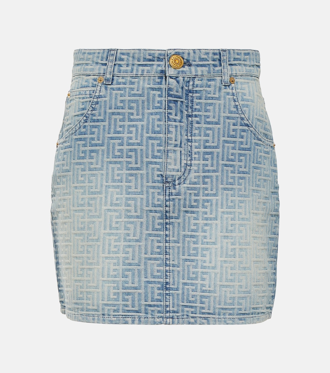 Minifalda en denim con monograma | Balmain